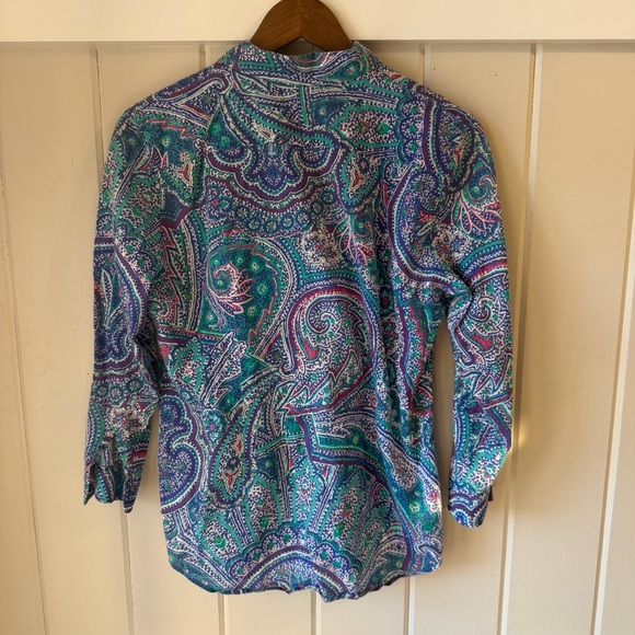 Lauren Ralph Lauren Multicolor Paisley Shirt, Lightweight, Size Medium - Picture 4 of 6